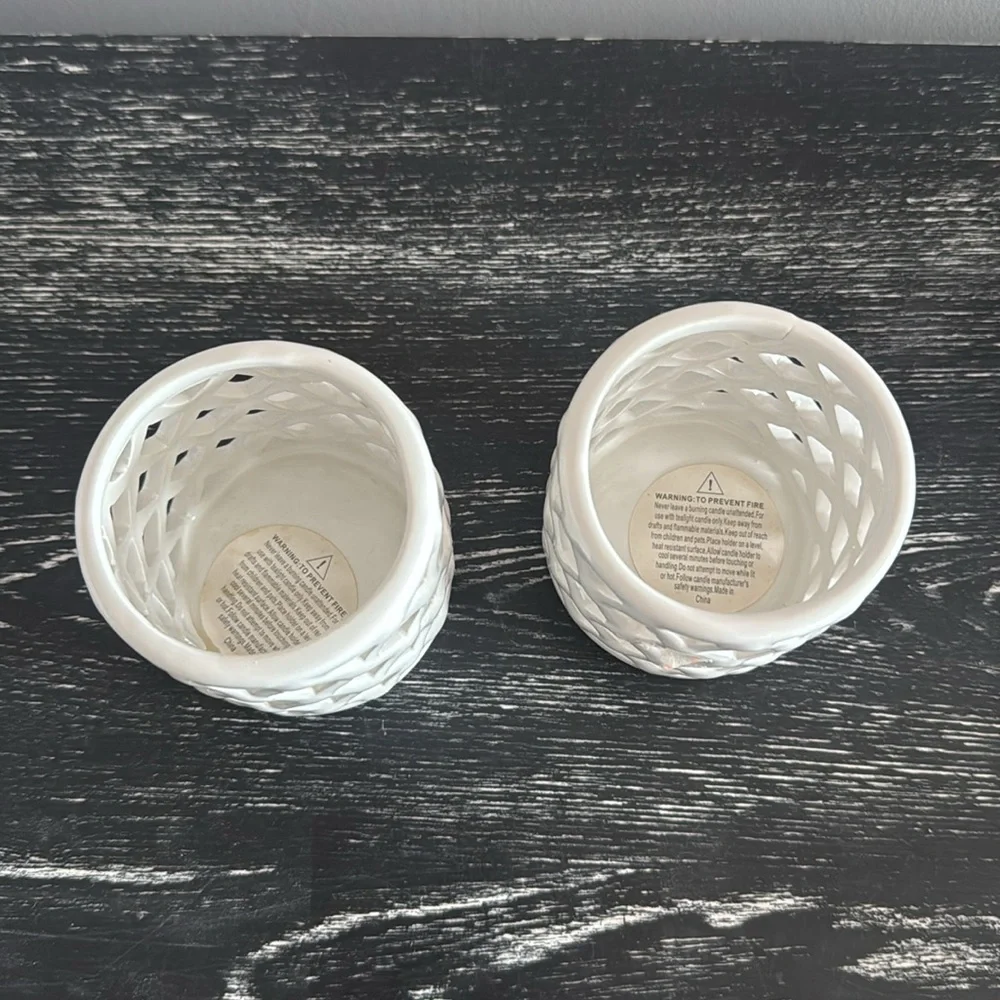 Sur la table basket weave votive holder set of 2